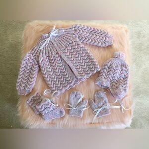 🆕 HANDMADE | Baby Knitted Sweater Set for Newborn 0-3 Months - Multicolor